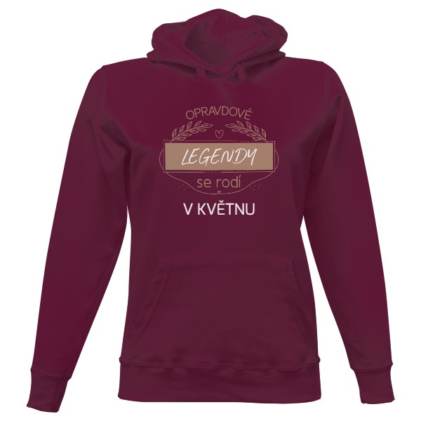 Dámská mikina s kapucí s potiskem Legendy se rodí